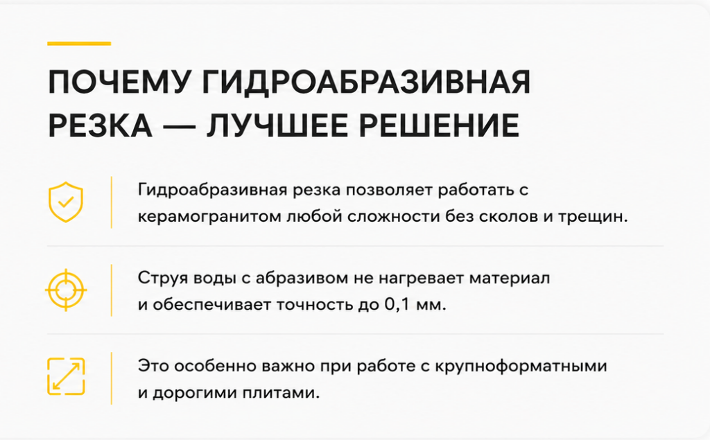 Почему гидроабразивная резка подходит для крупноформатного керамогранита